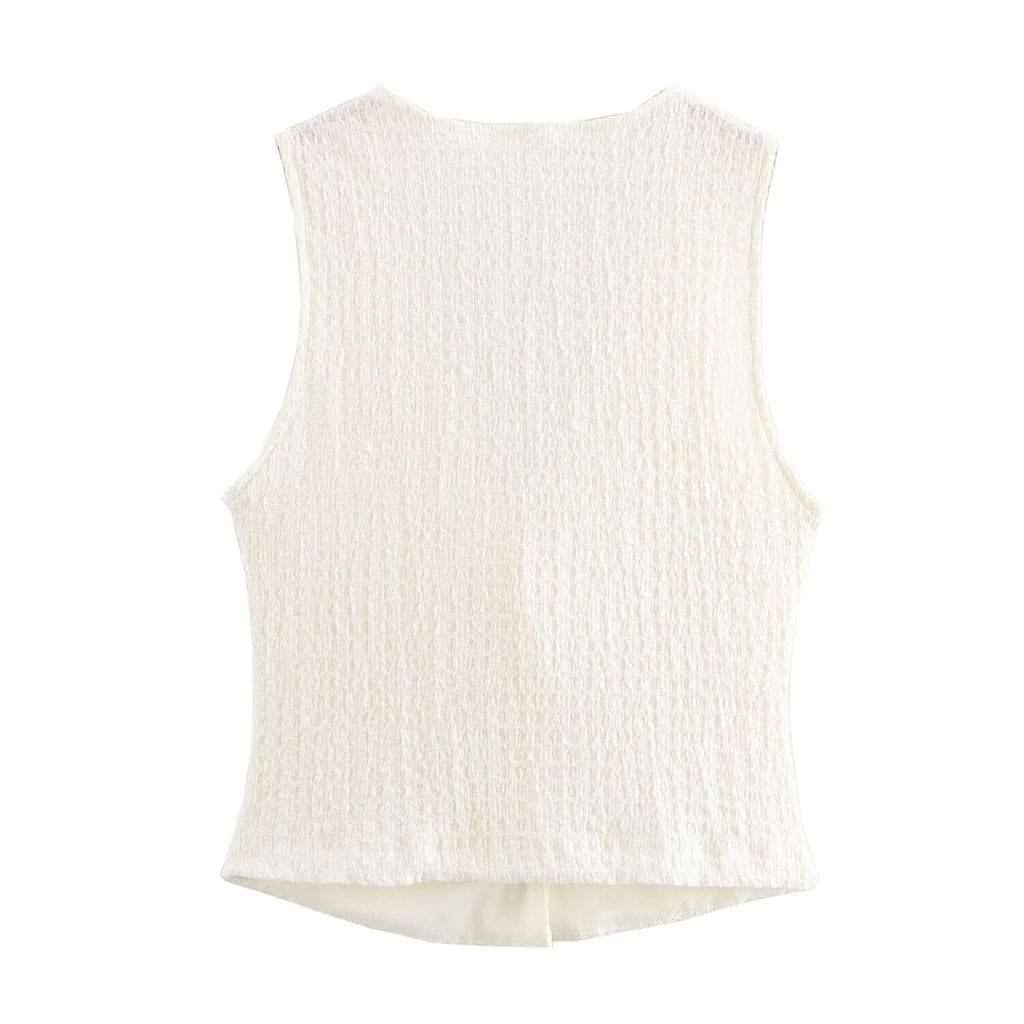 Summer Texture Vest Top Texture Straight-Leg Pants Set
