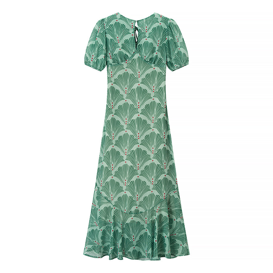 Summer Women Clothing Sexy Sexy Hollow Out Cutout Print Lace up Backless Dress