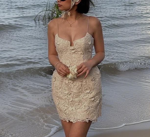 Summer Elegant Beige Floral Dress