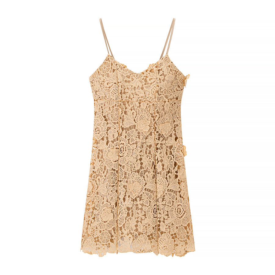 Summer Elegant Beige Floral Dress