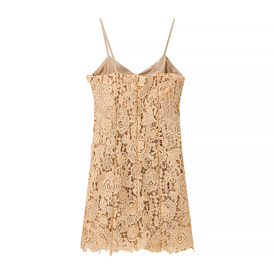 Summer Elegant Beige Floral Dress
