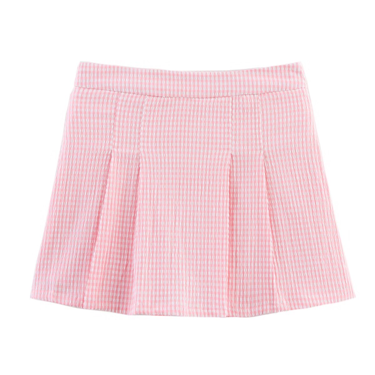 Women Clothing Summer Double Breasted Halter Vest Plaid Skirt Set Women