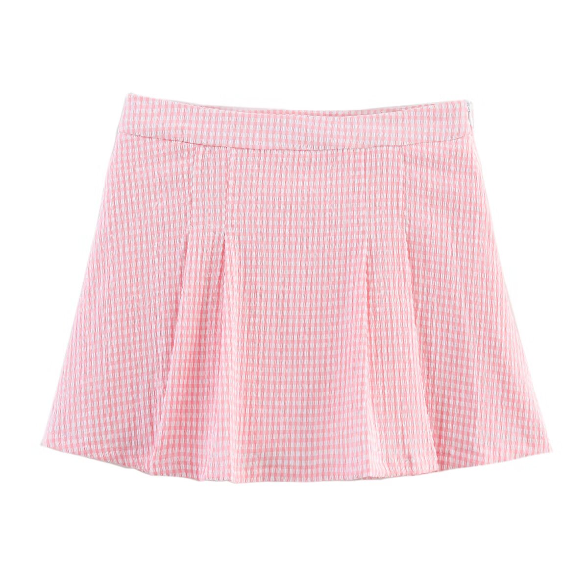 Women Clothing Summer Double Breasted Halter Vest Plaid Skirt Set Women