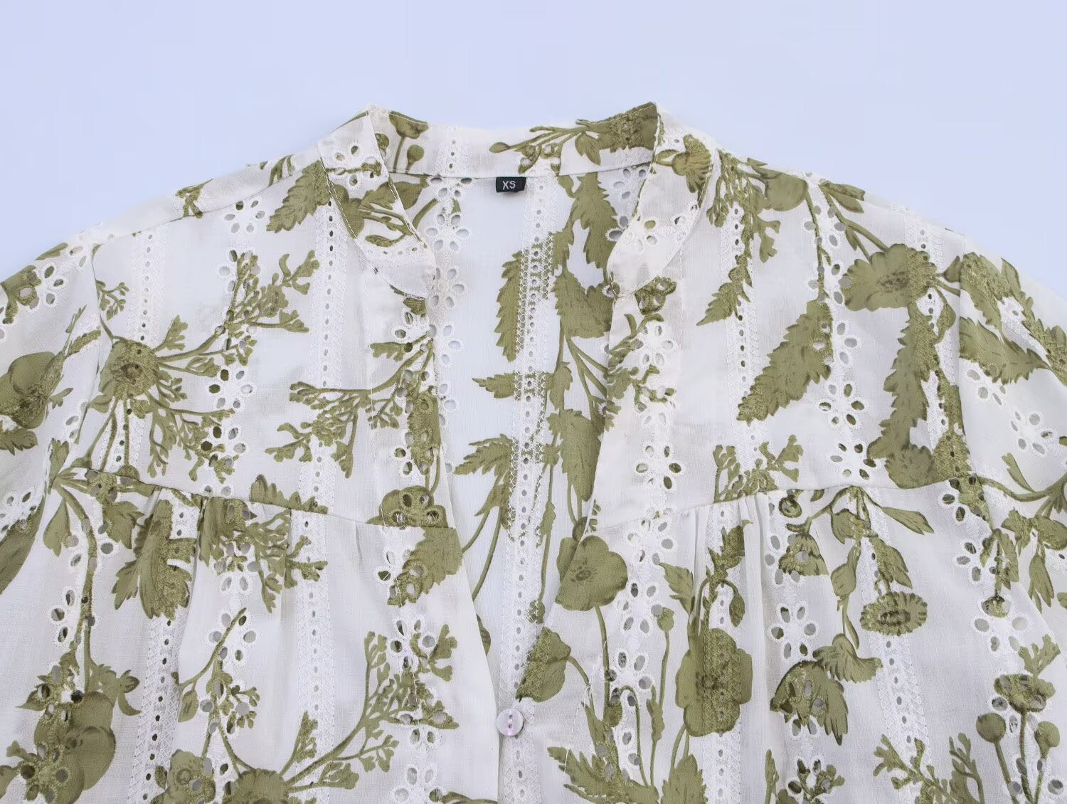Summer Women Clothing V neck Short Sleeve Hollow Out Cutout out Embroidered Printed Shirt Top Short Sets