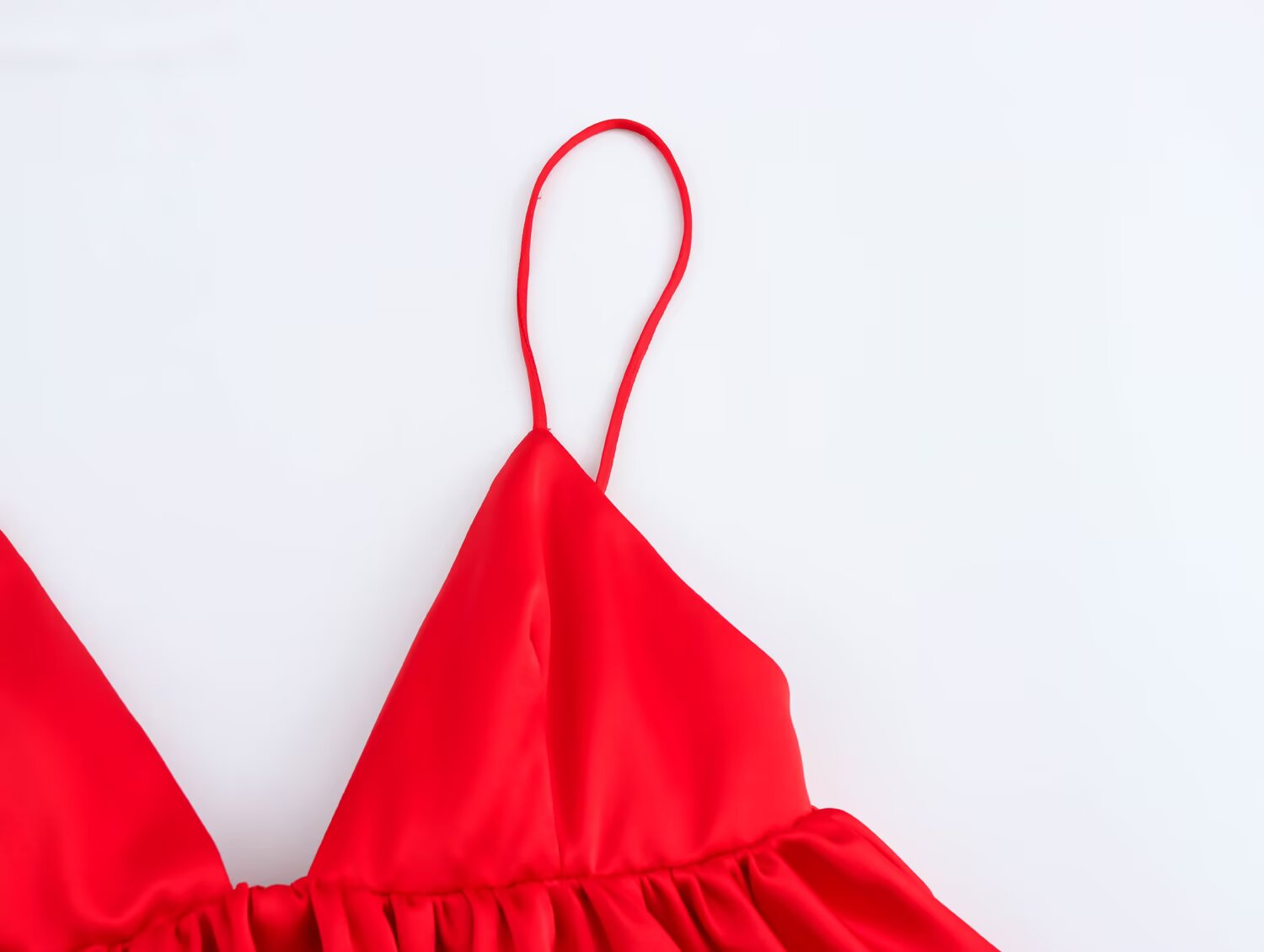 Women Clothing Spring Elegant Sexy Silk Satin Texture Puffy Strap Top