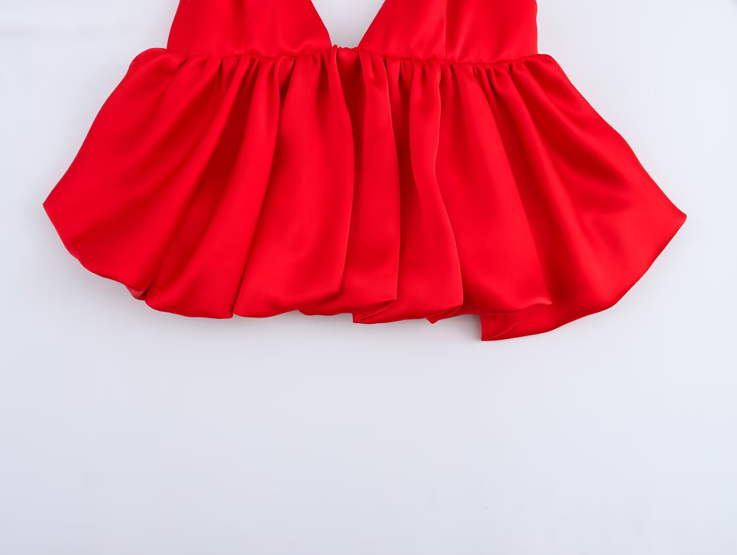 Women Clothing Spring Elegant Sexy Silk Satin Texture Puffy Strap Top