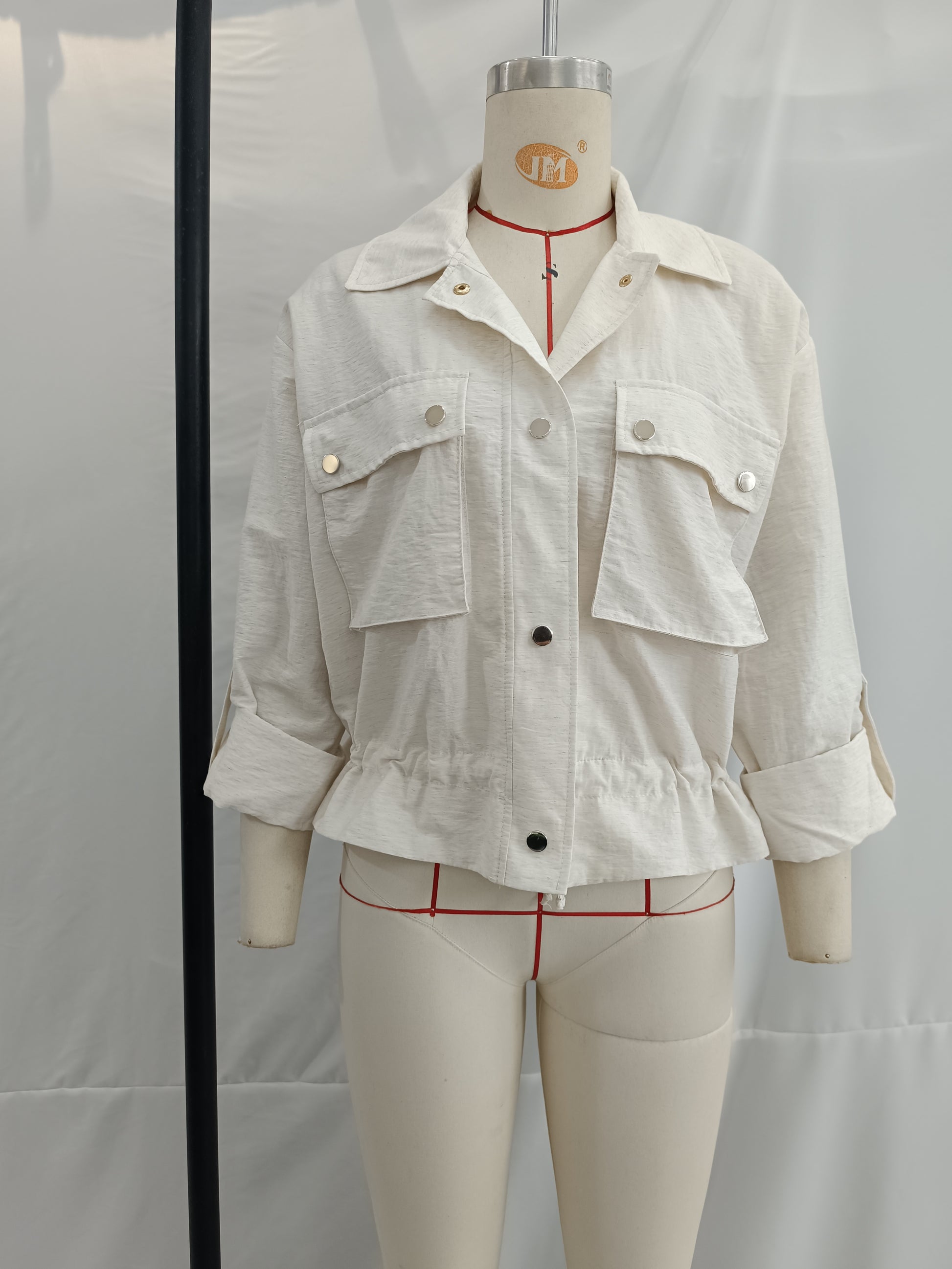 Women Clothing Early Autumn Adjustable Sleeve Tour Hunting Jacket Short Shirt