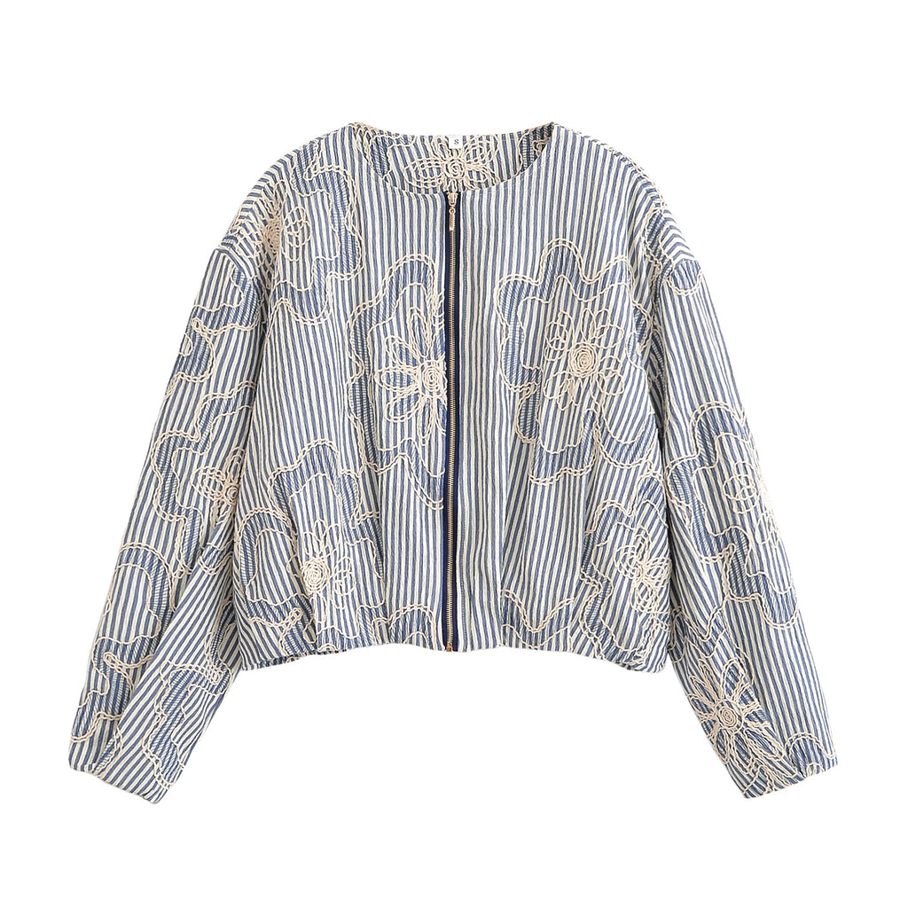Women Street Rope Embroidered Jacket Coat