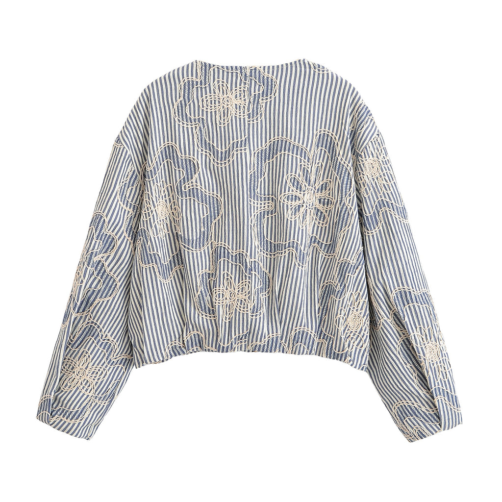 Women Street Rope Embroidered Jacket Coat