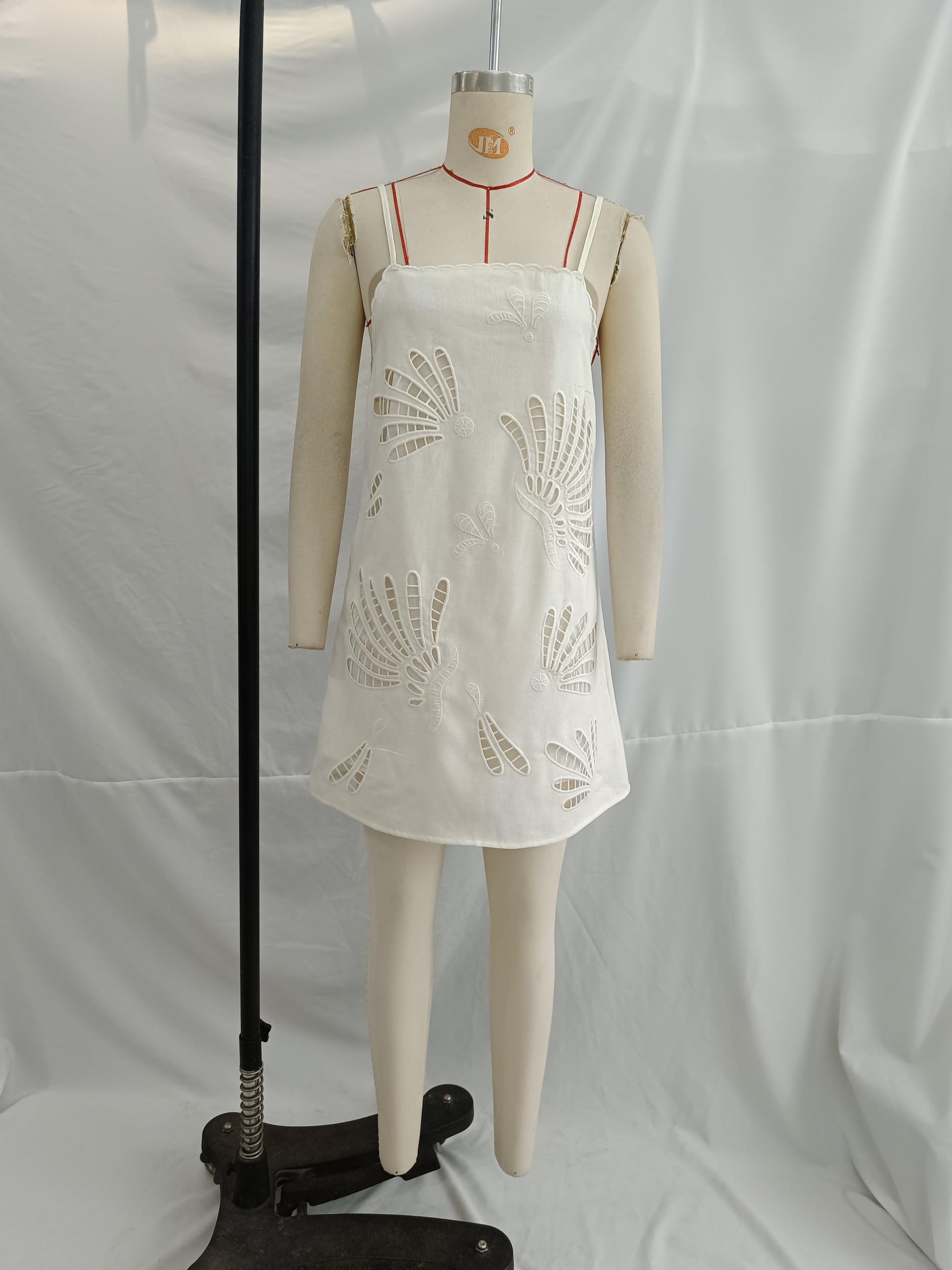 Women Clothing Women Hollow Out Cutout Embroidered Strap Dress
