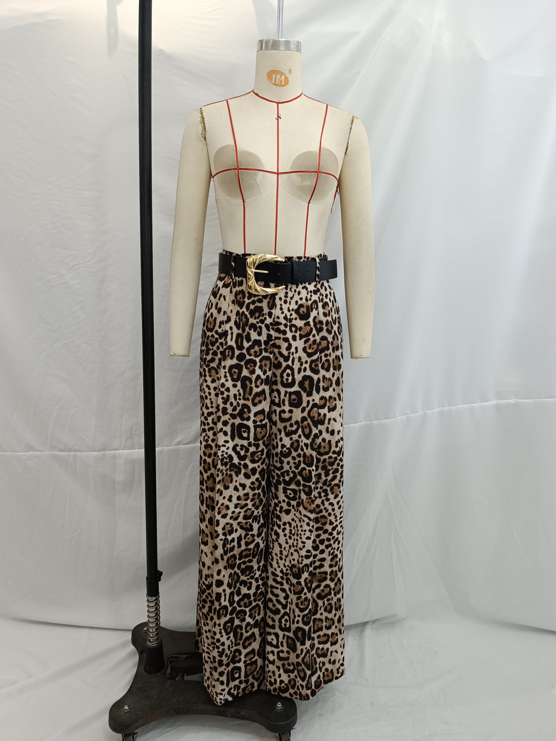 Women Clothing Western Belt Satin Trousers