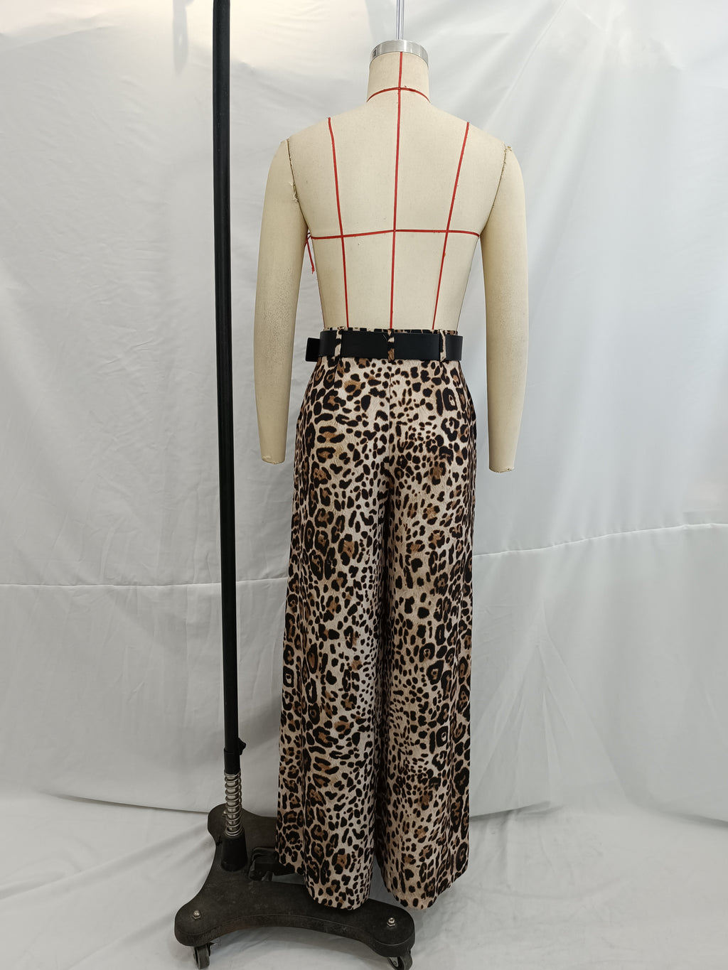 Women Clothing Western Belt Satin Trousers