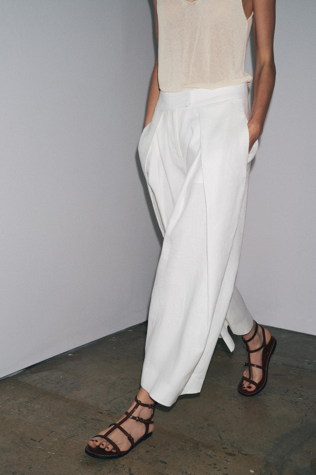 Women Clothing Autumn Solid Color Clean Simple Loose Long Wide Leg Pants