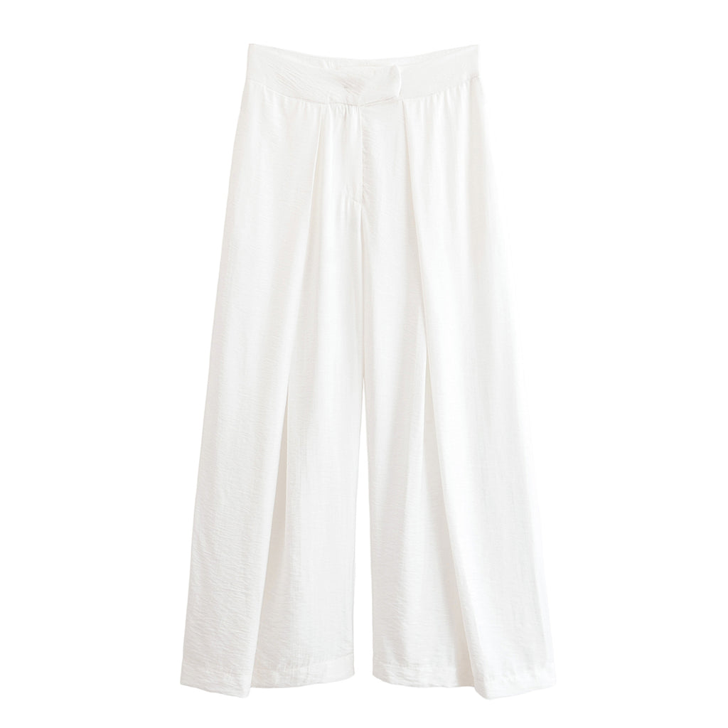 Women Clothing Autumn Solid Color Clean Simple Loose Long Wide Leg Pants