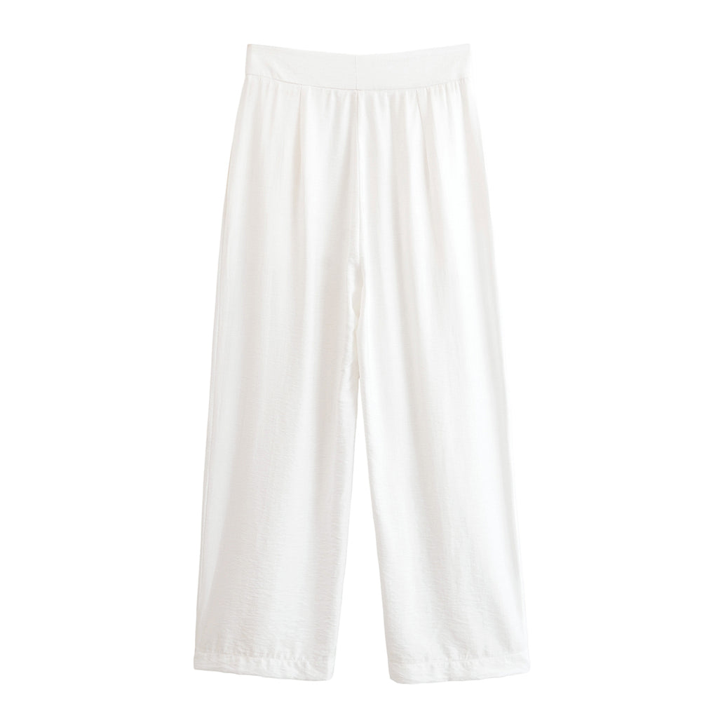 Women Clothing Autumn Solid Color Clean Simple Loose Long Wide Leg Pants