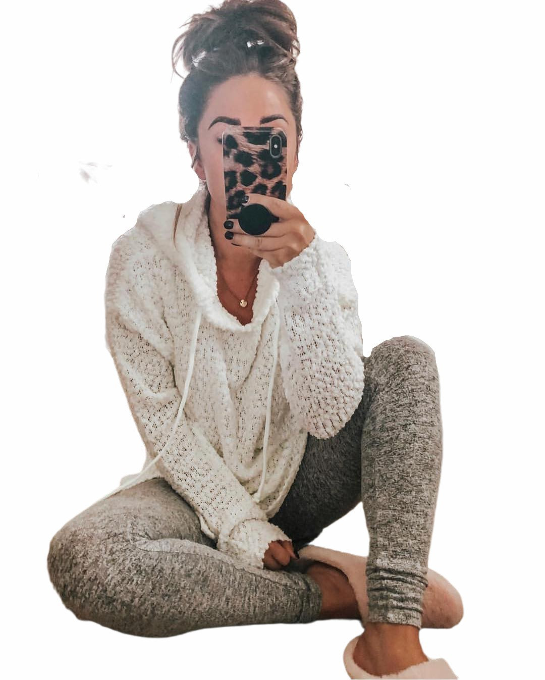 Autumn Winter Pullover Hoodie Coat Knitted Sweatshirt
