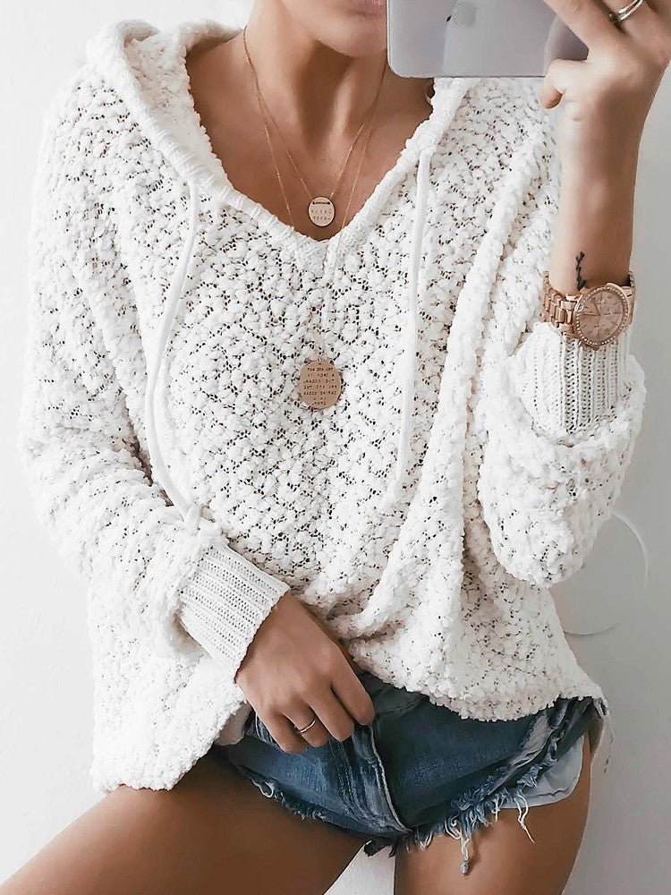 Autumn Winter Pullover Hoodie Coat Knitted Sweatshirt