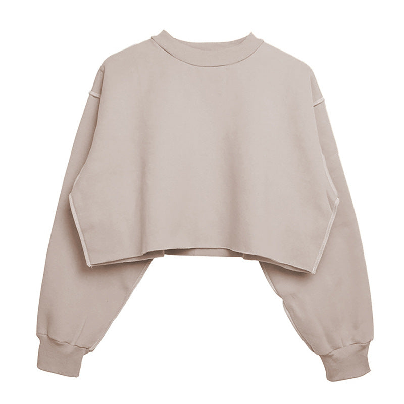 Fleece Lined Long Sleeved Fitness Yoga Wear Top Sports Cropped Short Sweatshirt Women