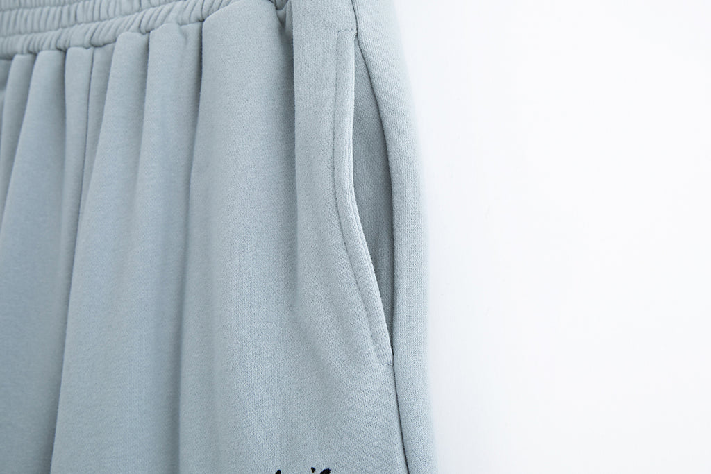 Plaster Elastic Waist Small Letter Graphic Embroidered Drawstring Casual Trousers Sweatpants