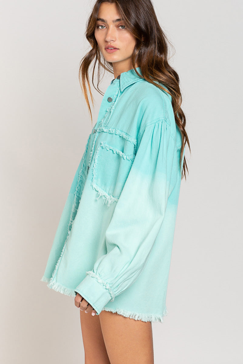 Autumn Winter Popular Women Jacket Hanging Dyed Rainbow Tassel Long Sleeve Jacket Denim Jacket