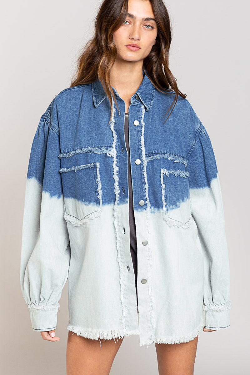 Autumn Winter Popular Women Jacket Hanging Dyed Rainbow Tassel Long Sleeve Jacket Denim Jacket