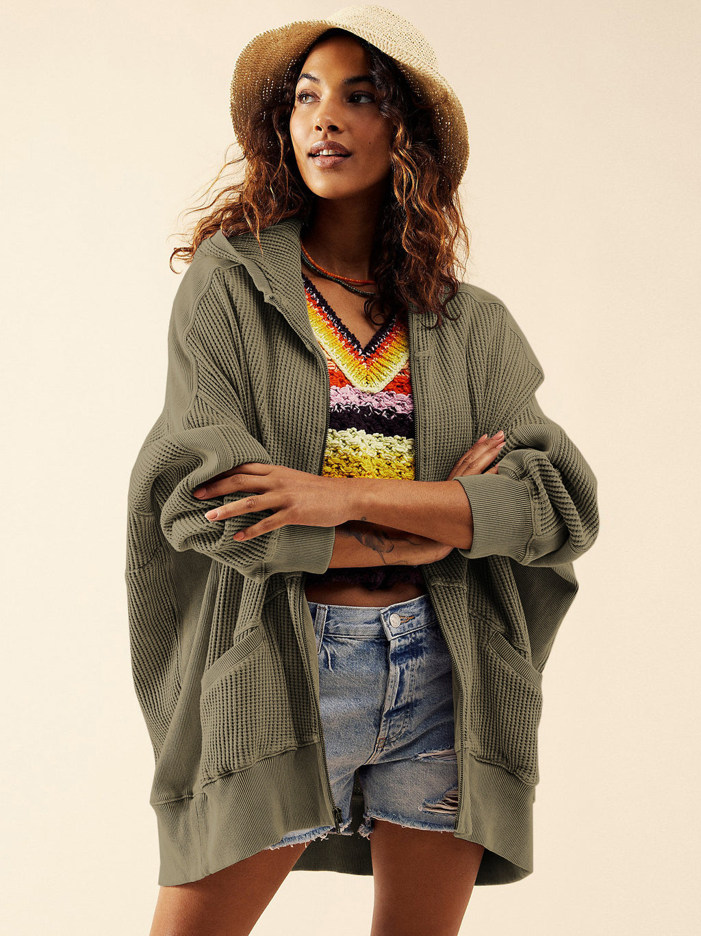 Cardigan Zipper Sweatshirt Home Wear Women Outerwear Hoodie Long Coat