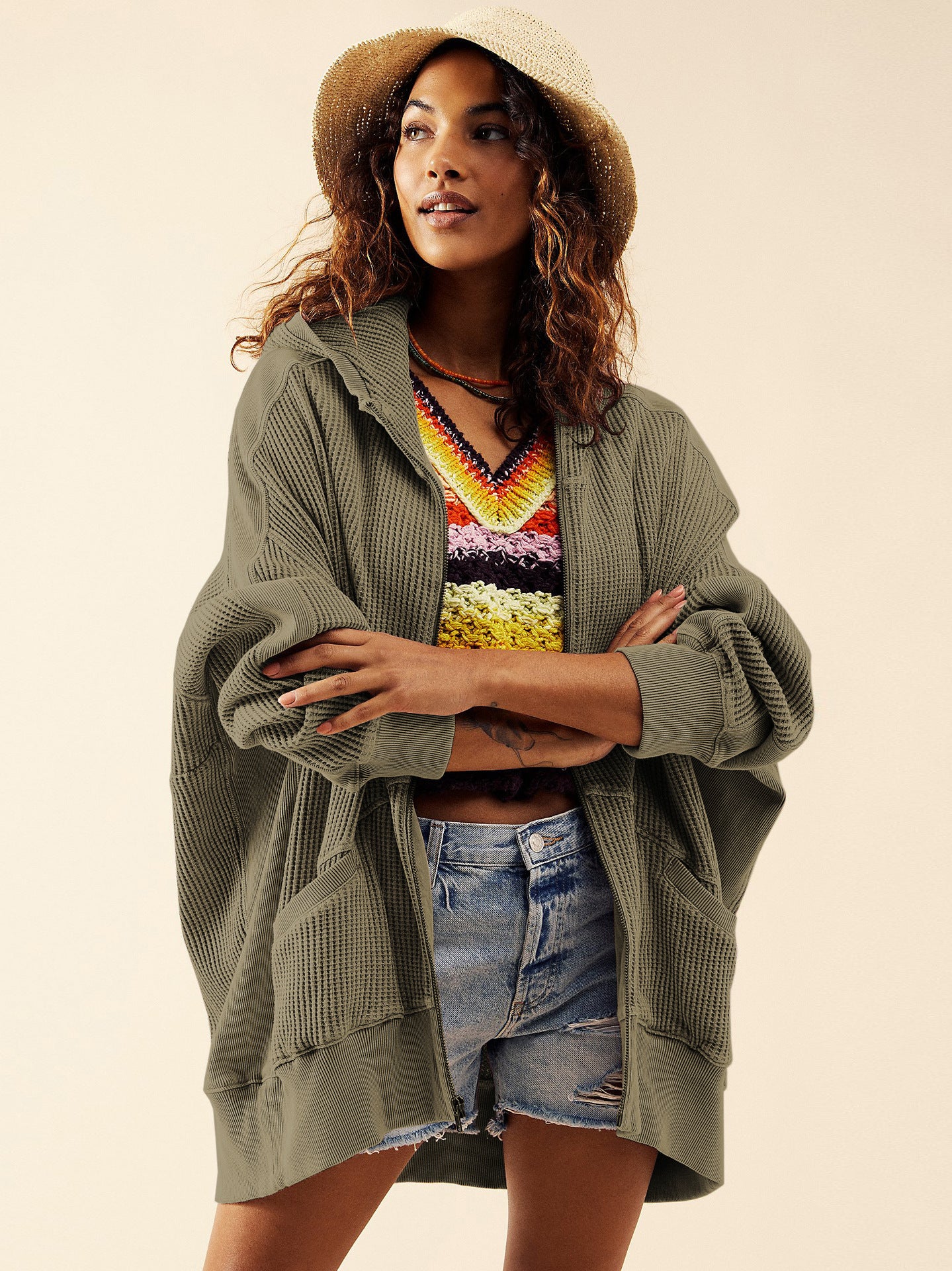 Cardigan Zipper Sweatshirt Home Wear Women Outerwear Hoodie Long Coat