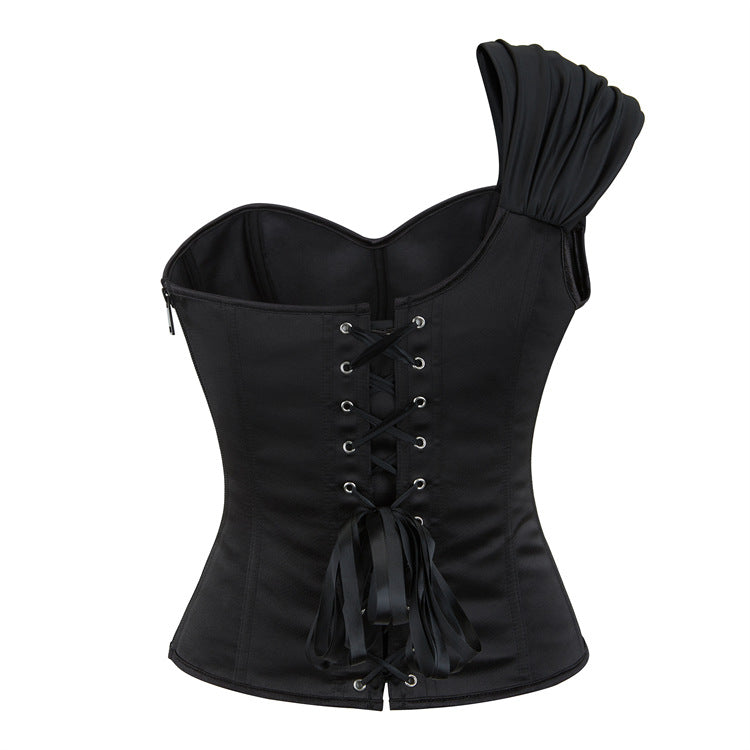 Black Zipper Single Shawl Women Bodybuilding Girdle Court Top