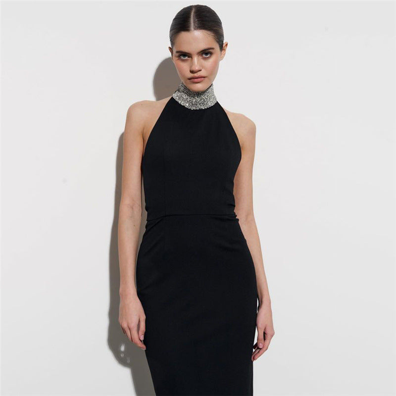 Winter Women Clothing Sexy Turtleneck Halter Backless High Waist Figure Flattering Sheath Dress