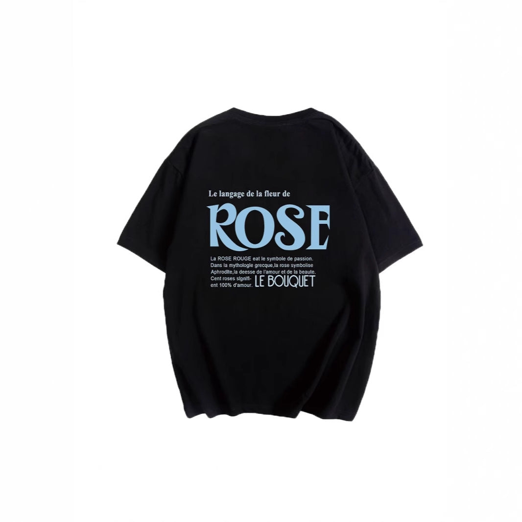 Simple Letter Graphic Print T shirt Women Summer Loose round Neck Cotton Short Sleeve Top