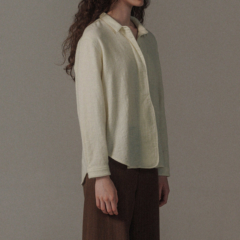 Autumn Winter Twill Brushed Short Shirt Suede Skin-Friendly Single Wear Bandage Dress Artistic Cardigan Shirt Women Clothing