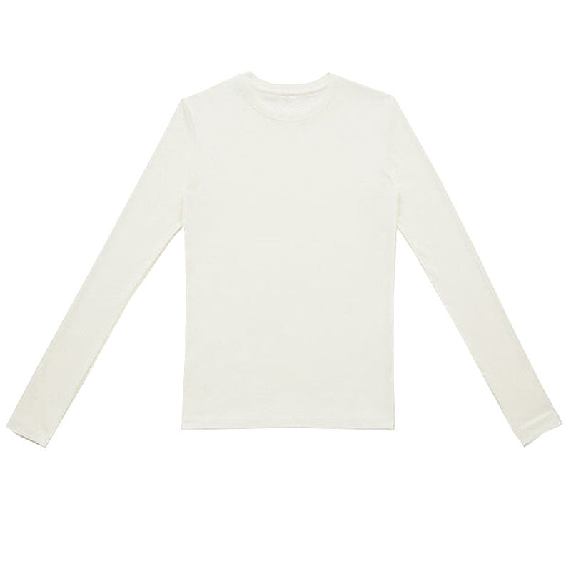 Long Sleeve Round Neck T shirt Fall Women Clothing Bamboo Fiber Blended High Elastic Slim Fitting Basic T shirt Bottoming Shirt