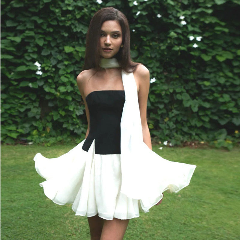 Women Clothing Summer Sexy Ribbon Sexy Tube Top Mini Slim Fit Skirt Two Piece Sets