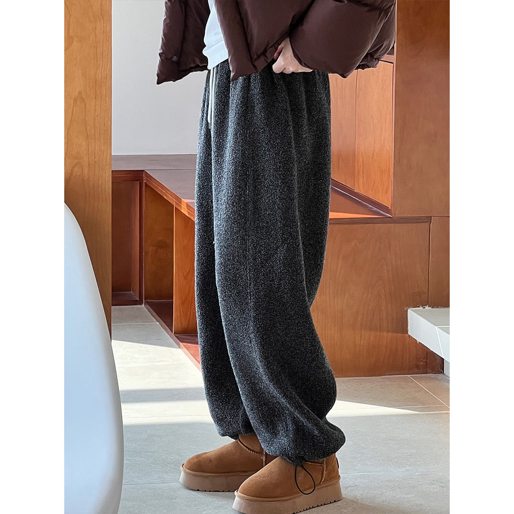 Autumn Winter Woolen Woolen Casual Pants Sweatpants Women Autumn Winter Thickening Lamb Wool Ankle Banded Pants