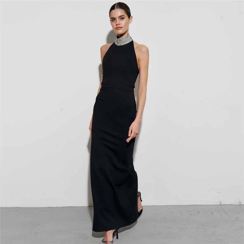 Winter Women Clothing Sexy Turtleneck Halter Backless High Waist Figure Flattering Sheath Dress