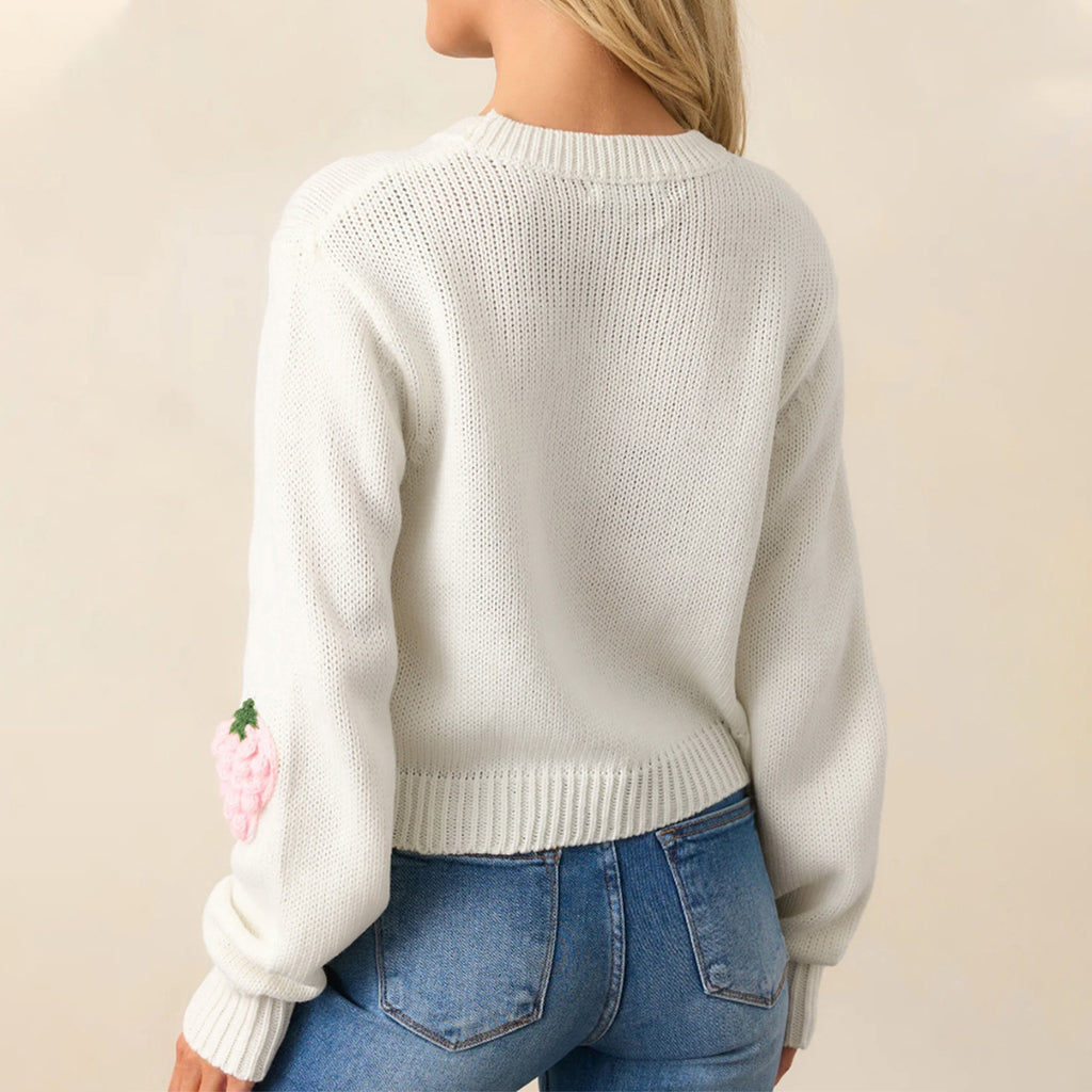 Autumn Winter Sweet 3D Three Dimensional Strawberry Pattern Pullover Women Sweater Elegant Long-Sleeved Sweater