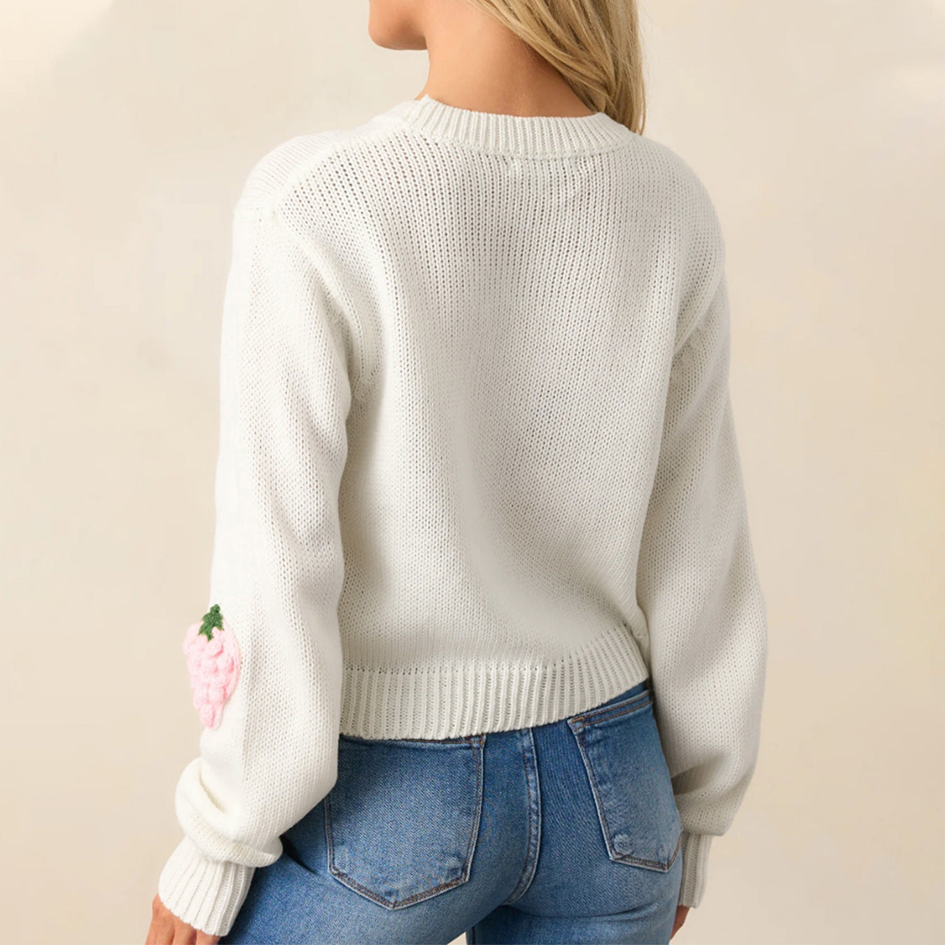 Autumn Winter Sweet 3D Three Dimensional Strawberry Pattern Pullover Women Sweater Elegant Long-Sleeved Sweater