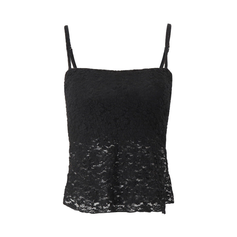 Women Clothing Summer Sexy Slim Lace Backless Solid Color Camisole