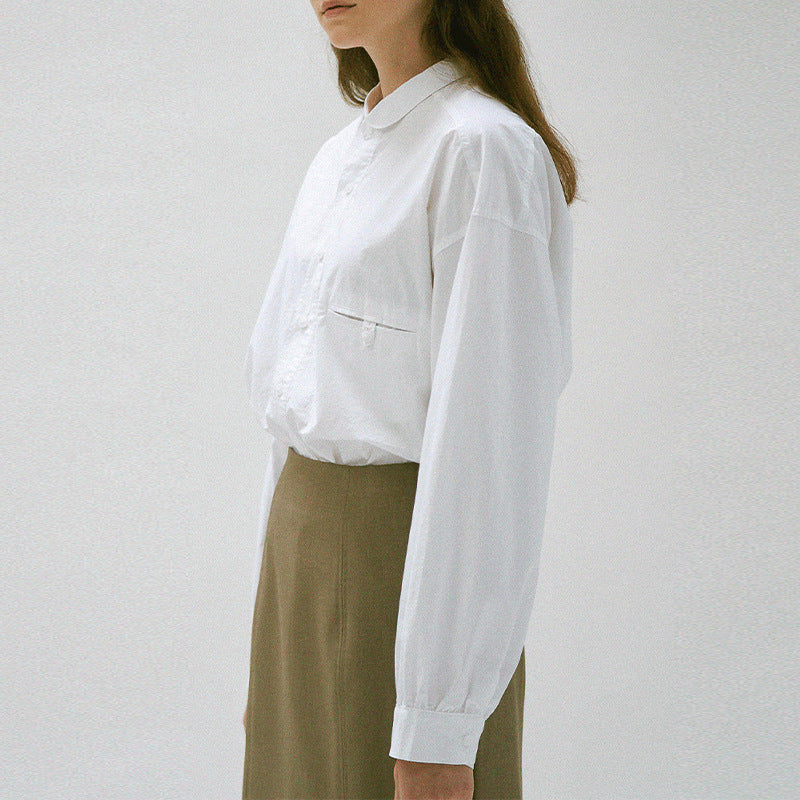 Doll Collar Shirt Spring Autumn Women Outer Wear Long Sleeve Heavy Industry Advanced Cardigan Top Shirt