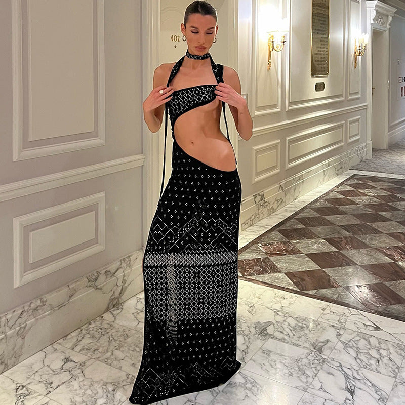 Spring Women Scarf Sexy Cropped High Slit Sheath Dress Two Piece Set
