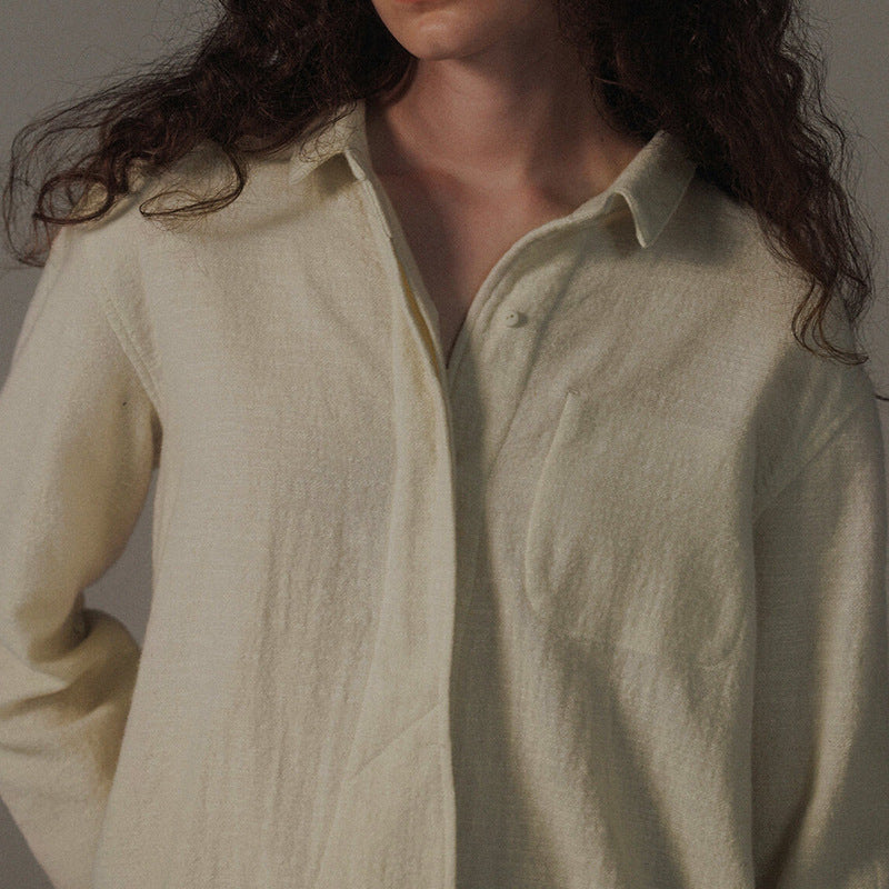 Autumn Winter Twill Brushed Short Shirt Suede Skin-Friendly Single Wear Bandage Dress Artistic Cardigan Shirt Women Clothing