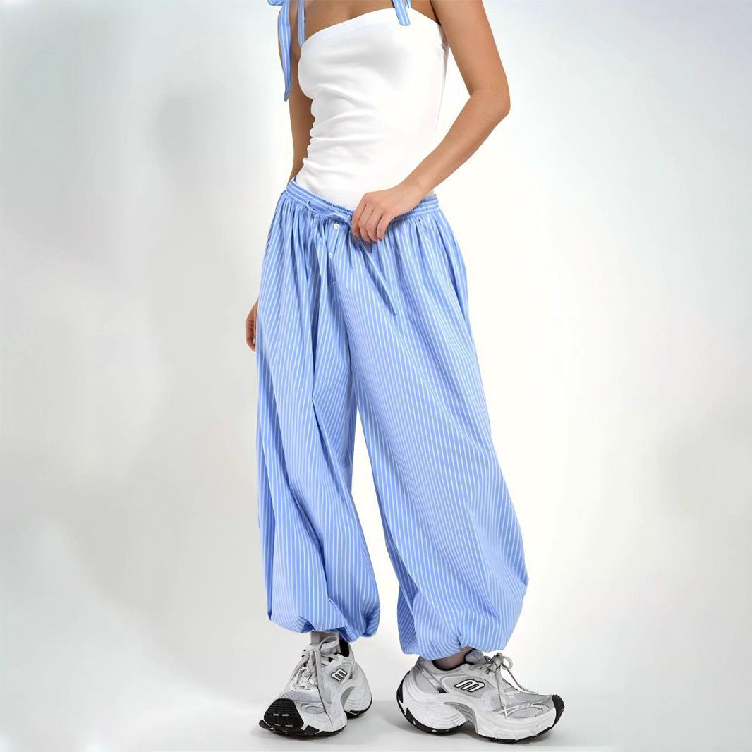 Striped Bloomers Autumn Street Trendy Trousers Loose Bloomers Women