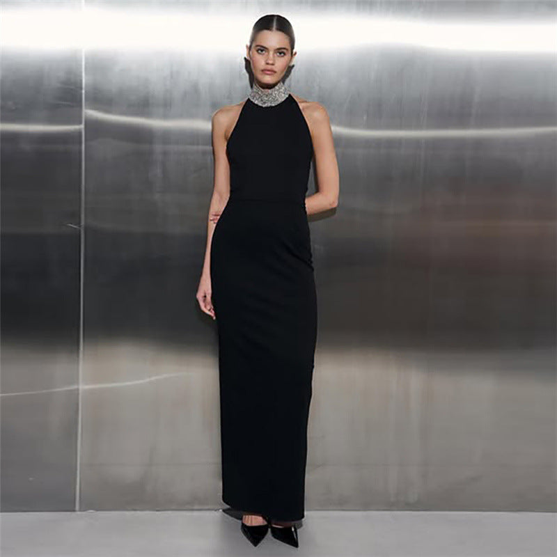 Winter Women Clothing Sexy Turtleneck Halter Backless High Waist Figure Flattering Sheath Dress