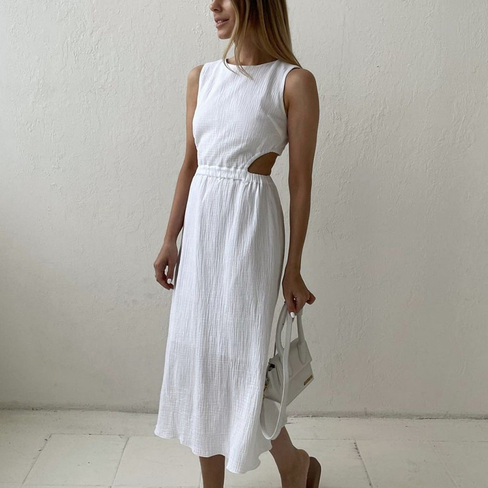 Double Layer Zou Cloth Dress Summer Casual Back Single Breasted Cropped Outfit Design Vest