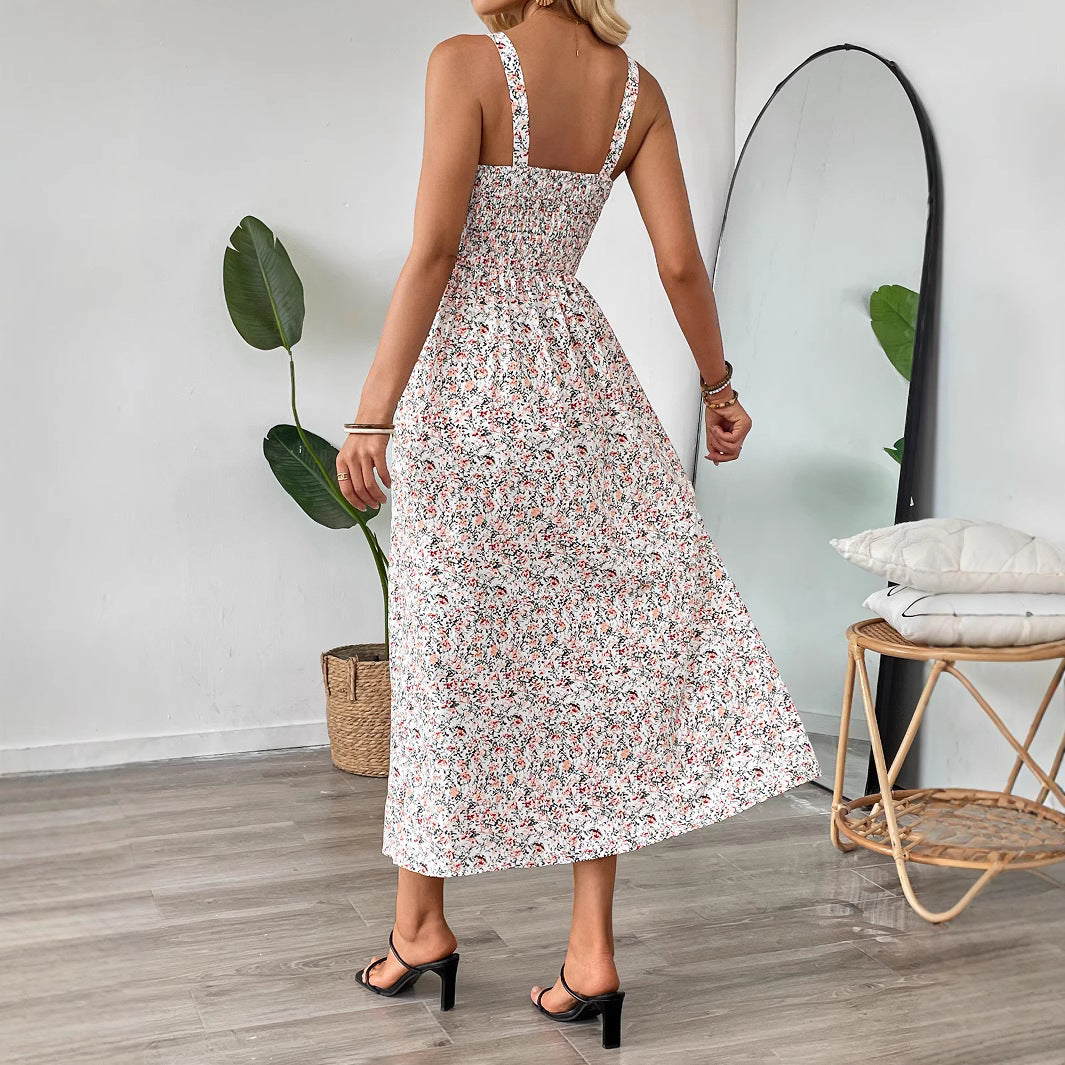 Women Clothing Summer Floral Midi Split Dress