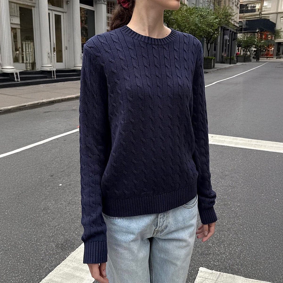 Casual Vacation Solid Color Long Sleeve Bottoming Sweater Wool Women Clothing Autumn Winter