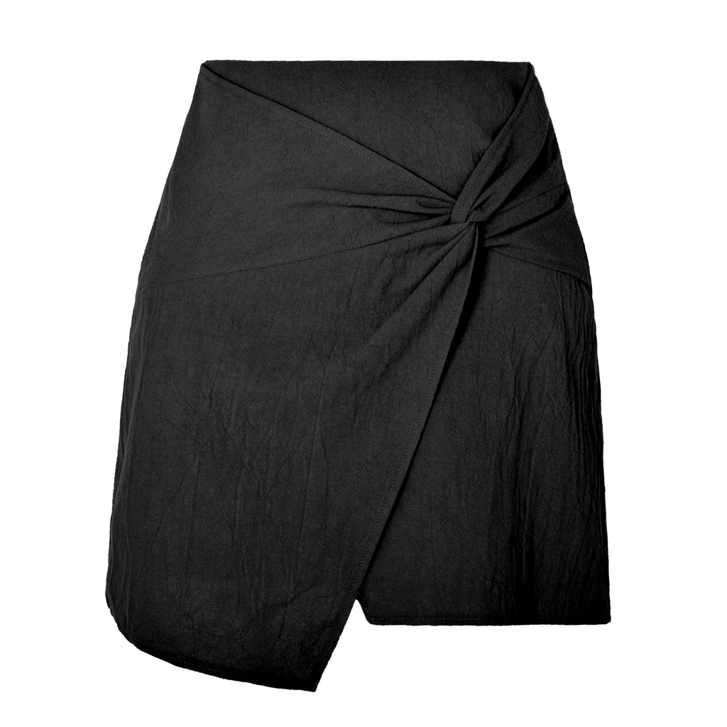 Women High Waist Cotton Linen Twisted Skirt Arrival Solid Color Zipper Irregular Asymmetric Skirt Summer