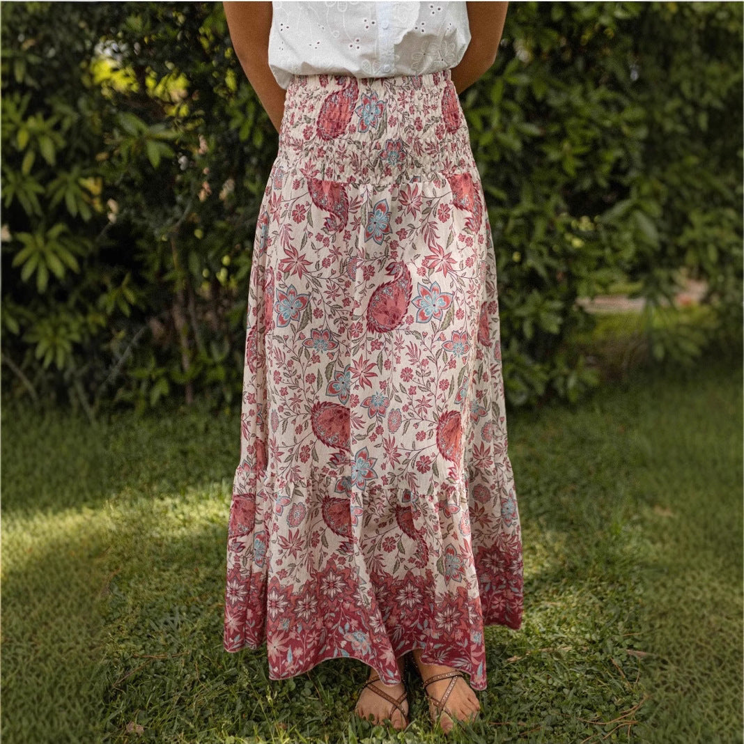 Summer Skirt Bohemian Print Holiday Big Hem Skirt Women