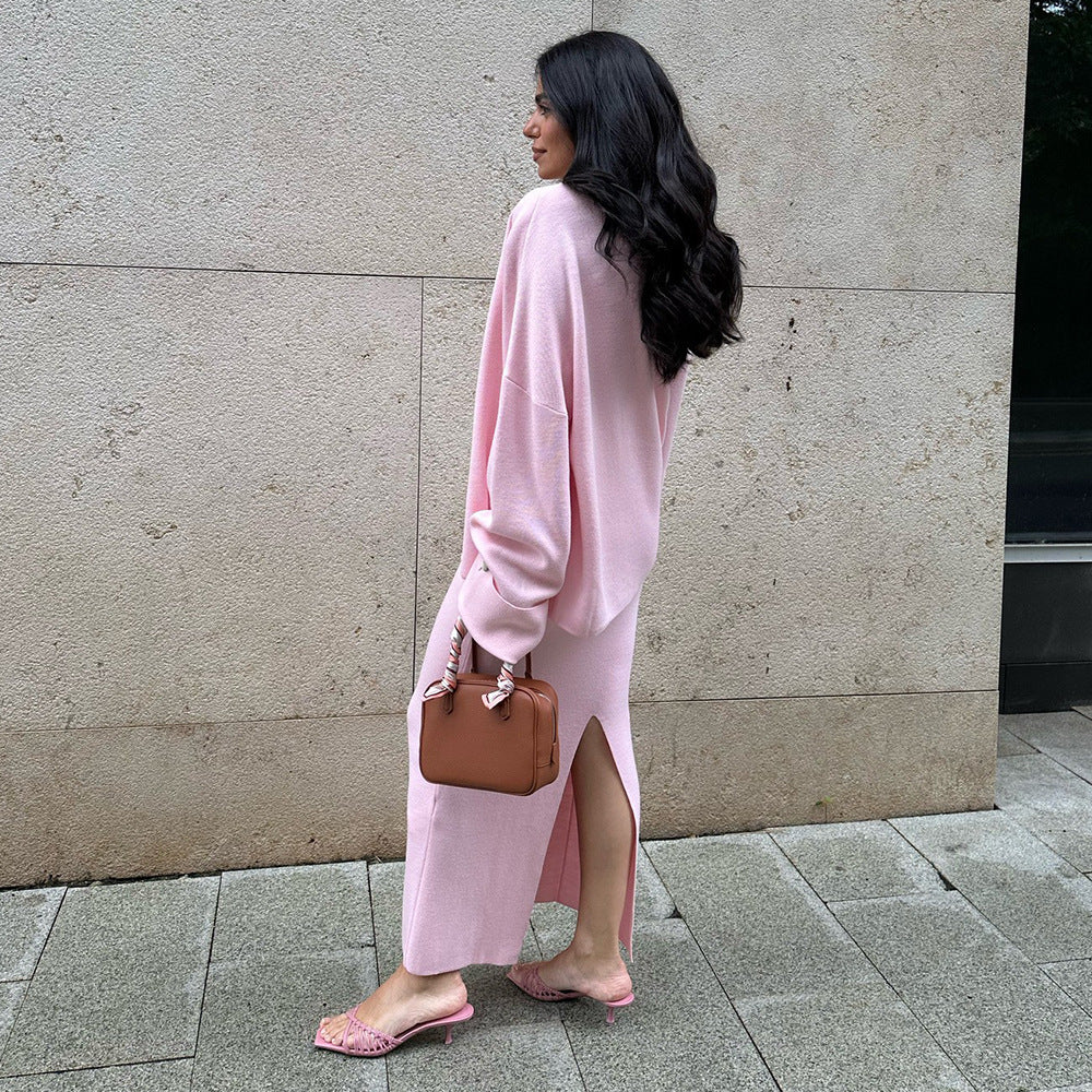 Knitted Long Sleeve Cardigan Camisole Skirt Set Women Autumn Winter Sweater Three Piece Set
