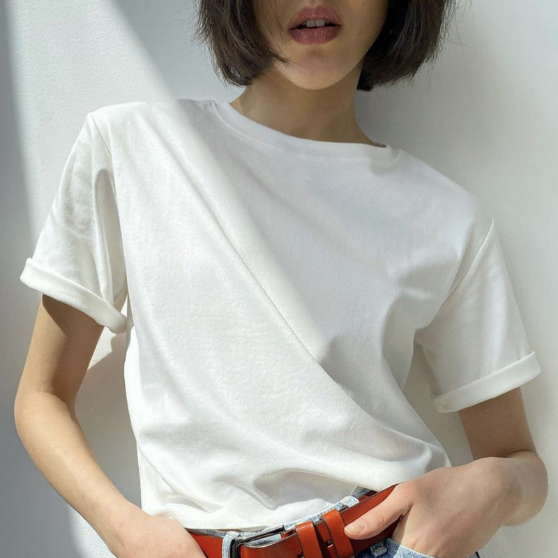 Summer Clothes T Shirt Women Cotton Basic Loose Top Soft T Shirt